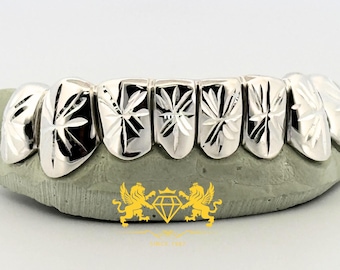 Grillz personnalisés en forme d'étoile, or 10 carats, argent 925, kit de moulage, délai de fabrication rapide et kit d'empreintes gratuit inclus