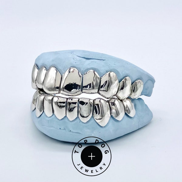 Custom Grillz Solid, Classic Plain Design, FREE Perm Cuts, (Silver 925 - 14K Gold), 3 Day Turnaround, FREE 2 Day Shipping by TOPDOGJEWELRY