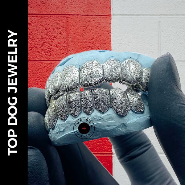 Custom grillz with real diamond dust and free permanent / deep cuts, 3 days process, free 2 days US delivery by Top dog jewelry