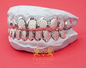 Custom Diamond Dust Grillz: Solid Frame, Silver, Gold, Rose, Free Mold Kit
