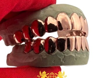 Custom Solid Silver Grillz Full Set Top Bottom, Handcrafted Plain Silver Teeth Caps