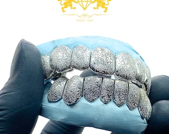 Custom Diamond Dust Grillz: Silver, 10K, 14K Gold