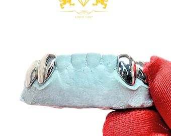 Grillz de colmillo de plata esterlina personalizado: estilo moderno y brillante