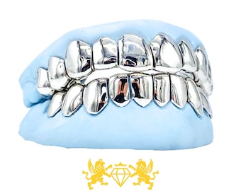 Grillz de plata personalizados: dientes lisos, plata de ley 925
