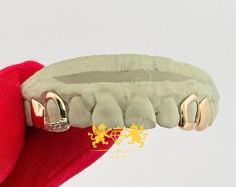 Moissaniet tip open grillz: 925 zilver, 10 kt/14 kt goud luxe tandheelkundige sieraden