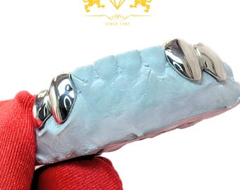Grillz de colmillos personalizados: plata de ley 925, oro de 10 quilates/14 quilates, estilo rapero