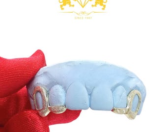 Custom Diamond Dust Grillz: sterlingzilveren open hoektanden