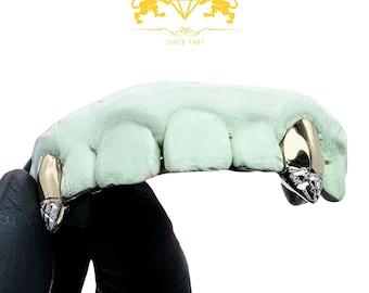 Diamond Dust Fang Grillz: op maat gemaakt, zilver, goud (gratis malkits)