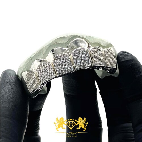 Custom CZ Grillz, 925 Silver Honeycomb Setting, Free Fast Turnaround and Free Impression Kit Included