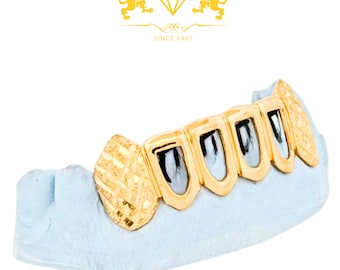 Grillz de polvo de diamante: plata de ley, oro de 10 quilates o 14 quilates