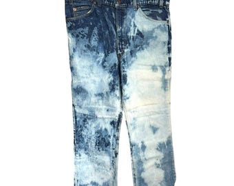 Vintage Orange Tab Levi's Bleach Dyed Messy Grunge Handmade 38x30