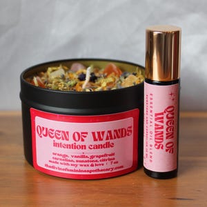 set di intenzioni della regina di bastoni/carica reiki/candela delle intenzioni/roller di oli essenziali infusi di cristallo/candela di manifestazione