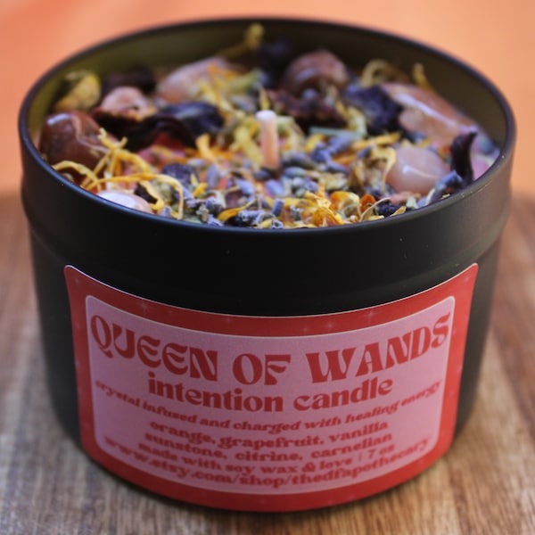 the queen of wands intention candle  | reiki charged | ritual candle | manifestation candle | crystal activated candle |  attraction candle