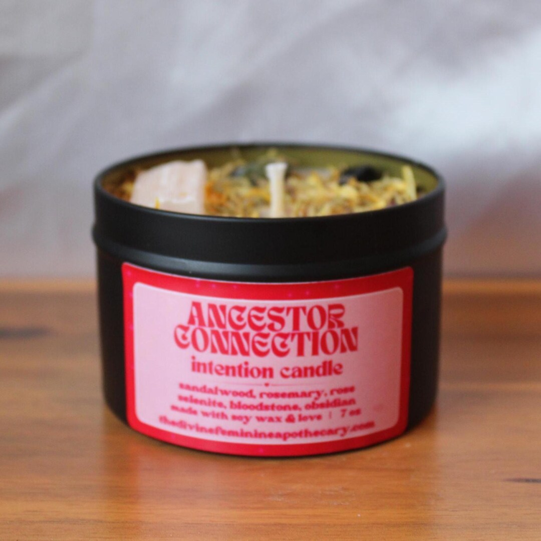 Ancestor Connection Intention Candle Crystal Infused, Reiki Charged Soy ...