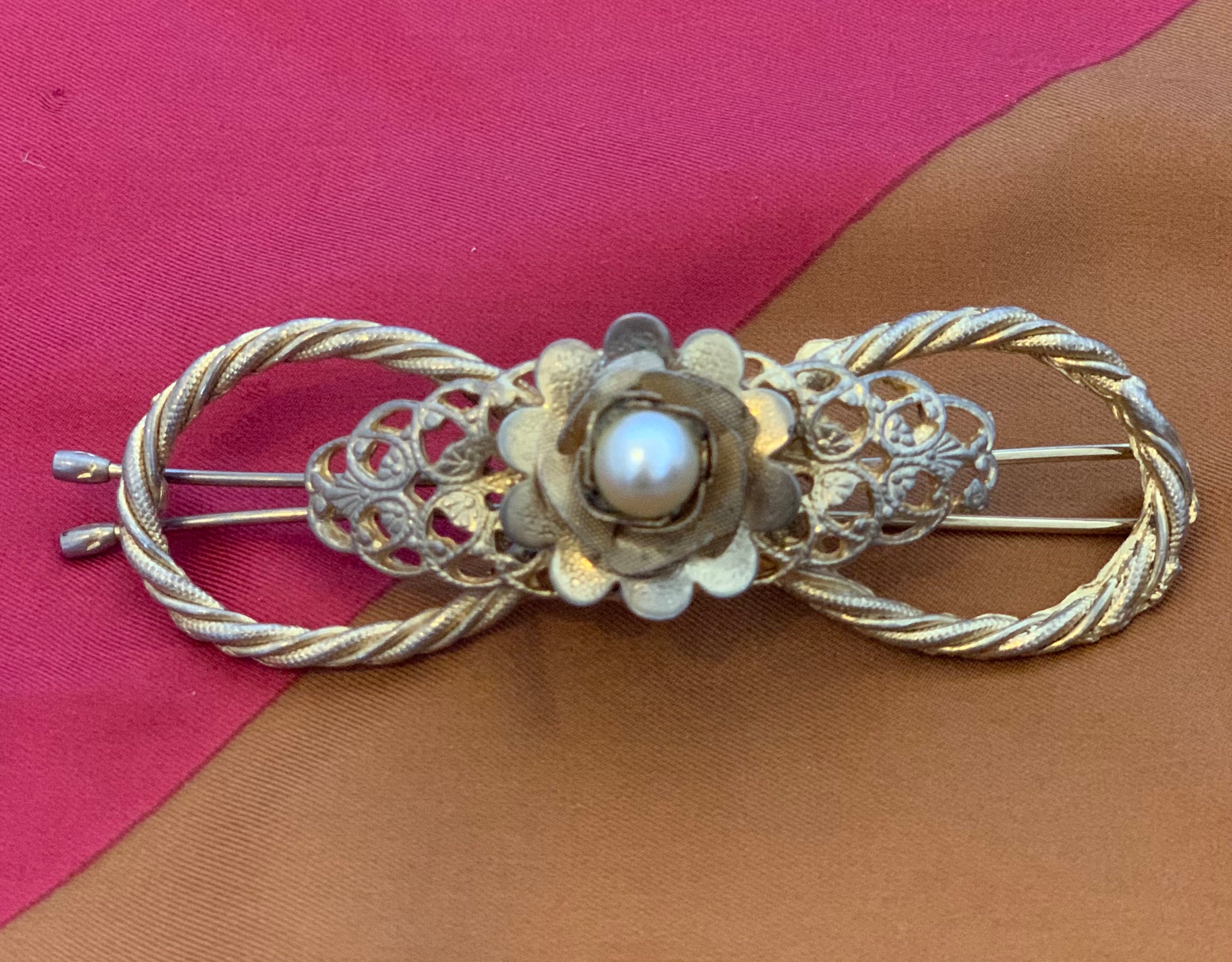 Vintage Gold Toned Hair Barrette Etsy