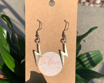 Silver Lightning Bolt Earrings