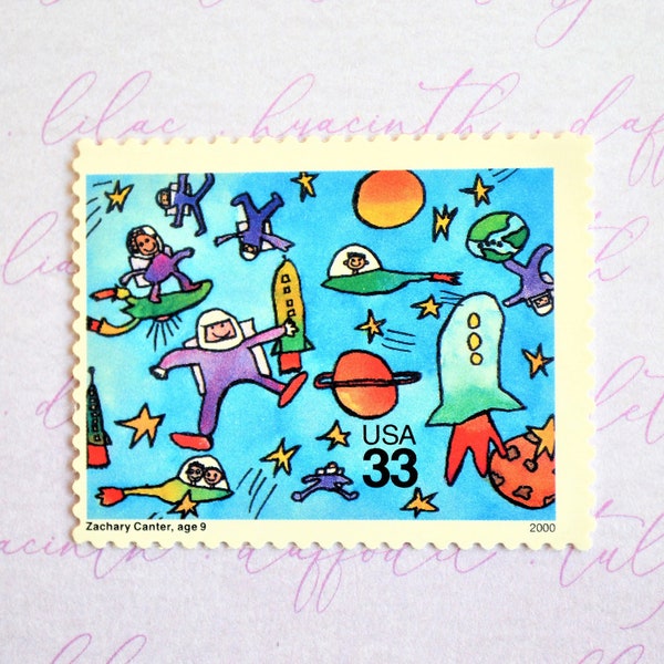 Stampin The Future Stamps, Children's Stamp Design Contest Winners, Space Vintage Postage For Mailing (4)