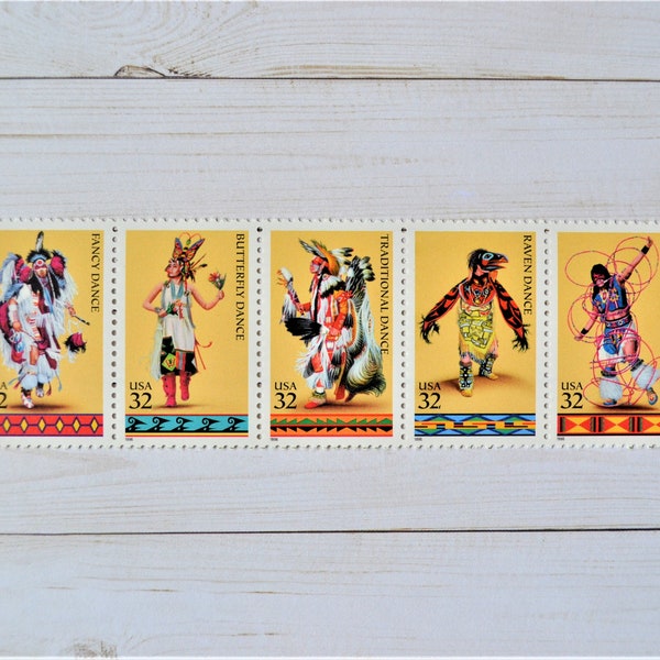 American Indian Dances Vintage Unused Postage, Native Dances Unused Postage  Stamps for Mailing (5)