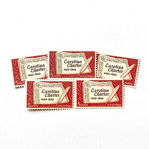 Carolina Charter Vintage Postage Stamps for Mailing (10 Stamps)