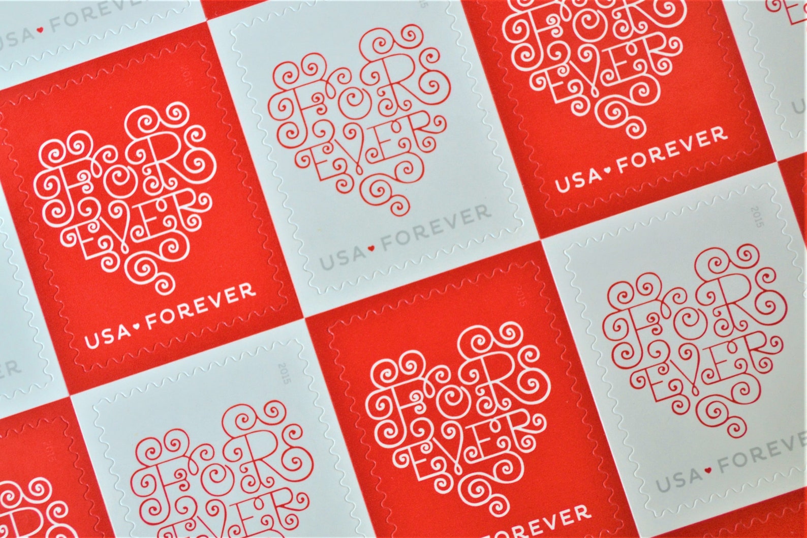 USPS Forever Hearts Stamps Red and White Forever Love Heart Etsy