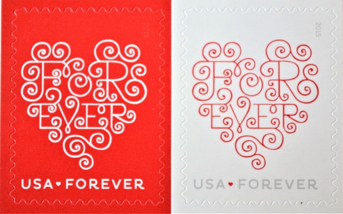 USPS Forever Hearts Stamps Red and White Forever Love Heart Etsy
