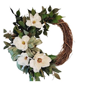 Everyday Spring Magnolia Wreath for Front Door, Spring Farmhouse Wreath ...