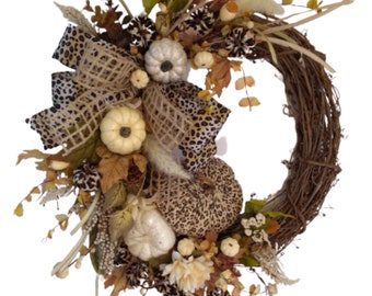 Everyday Wreath, Front Door Wreath, Blessed Wreath, Year Round Wreath,  Cheetah Wreath, Cheetah Decor, Fall Wreath, Fall Decor 