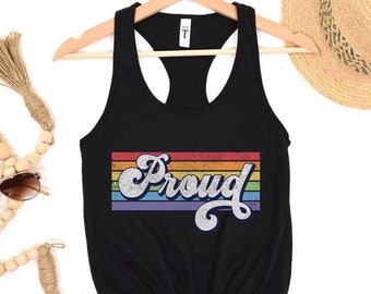 LGBTQ Pride Tank, Proud Tank Top, Gay Pride Top, Lesbian Shirt, Queer Rainbow Tank, Pride Month Gift, Bi Pride Women's Top, Equality Tanks