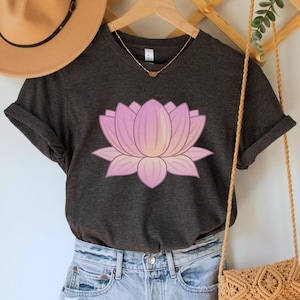 Lotus Shirt, Meditation T-Shirt, Gift for Yogis, Mindfulness T Shirt, Pink Lotus Flower, Spiritual Top, Floral Tee, Original Artwork
