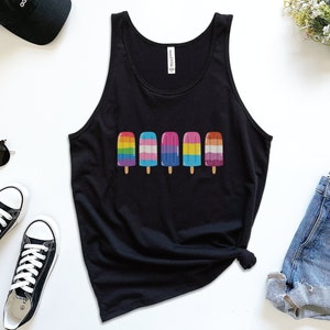 LGBTQIA+ Pride Ice Pops Tank, Pride Month Gift, Gay Pride Rainbow Top, Transgender, Bisexual, Pansexual, Lesbian, Queer Pride Flags Shirt