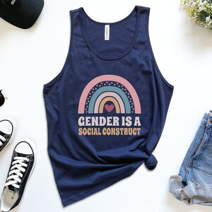Gender is a Social Construct Tank, Boho Rainbow Unisex Top, LGBTQIA Pride Shirt, Trans Rights, Pride Clothing, Social Justice Gift, LGBTQ