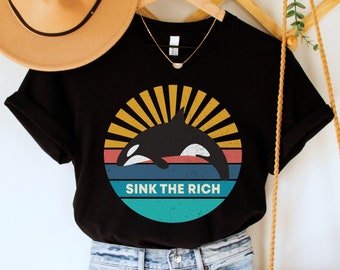 Sink the Rich Shirt, Funny Socialist Tee, Orca Anticapitalist Top, Gladys the Killer Whale TShirt, White Gladis T-Shirt, Eat the Rich Gift