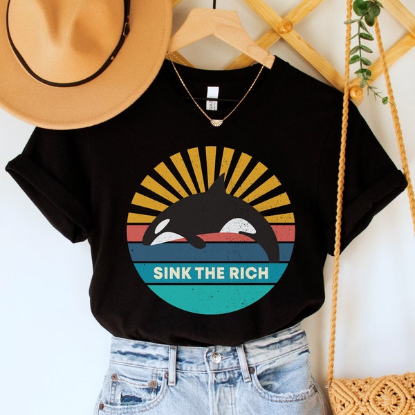 Sink the Rich Shirt, Funny Socialist Tee, Orca Anticapitalist Top, Gladys the Killer Whale TShirt, White Gladis T-Shirt, Eat the Rich Gift