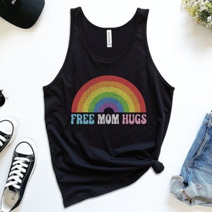 Free Mom Hugs Tank, Pride Month Tank Top, LGBTQ Mom Shirt, LGBT Ally Clothing, Protect Trans Kids Tank, Rainbow Pride Gear, Gay Rights Gift