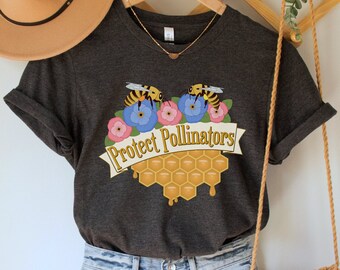 Protect Pollinators Shirt, Save Bees TShirt, Ecology T-Shirt, Save the Earth Tee, Beekeeper Gift, Wildflower Top, Honey Bee Lover Clothing