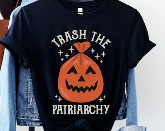 Trash the Patriarchy Shirt, Fall Feminist TShirt, Cute Pumpkin Leaf Bag Top, Funny Feminism Tee, Halloween Girl Power Gift, Equal Rights Top
