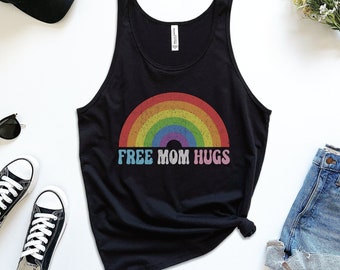 Free Mom Hugs Tank, Pride Month Tank Top, LGBTQ Mom Shirt, LGBT Ally Clothing, Protect Trans Kids Tank, Rainbow Pride Gear, Gay Rights Gift