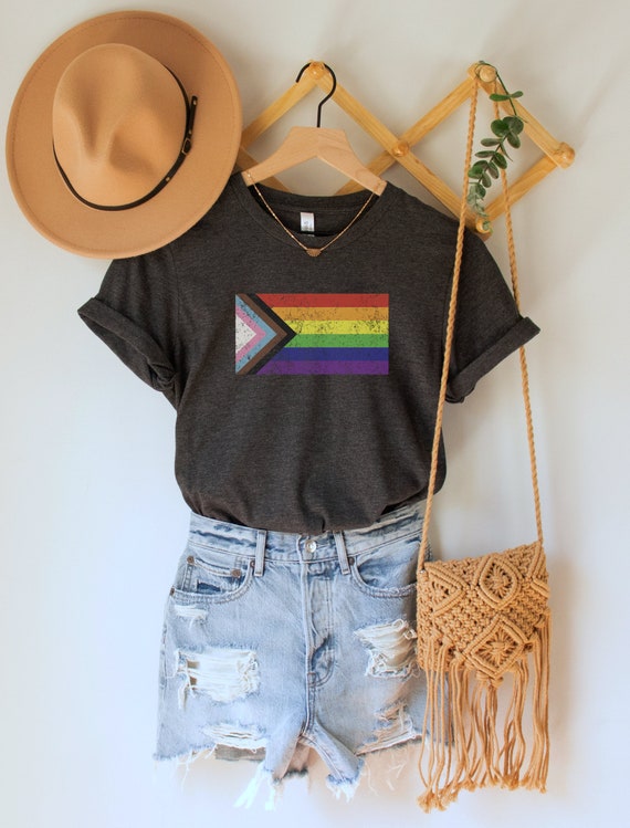 Progress Pride Flag Shirt Pride Month Gift LGBTQIA Apparel Inclusive Rainbow Tee Love is Love Top Gay Bisexual Lesbian Trans T shirt Etsy Australia