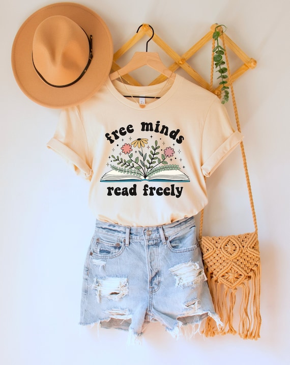 Free Minds Read Freely Shirt, Read Banned Books, Support Libraries TShirt, Liberal Reading Tee, Floral Book Lover Gift, Social Justice Top