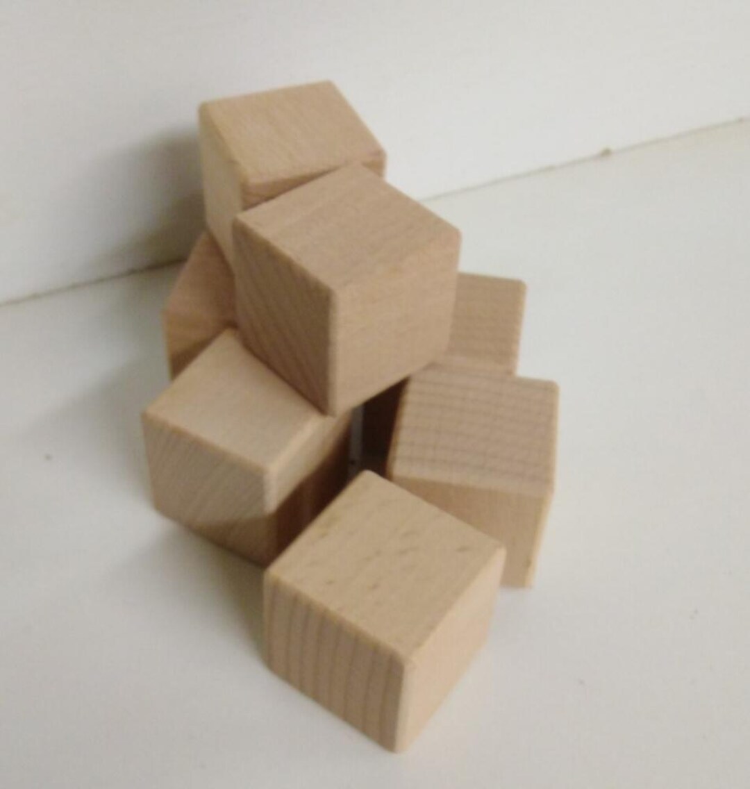 20 X Wooden Building Blocks - 30x30x30 Mm, Rounded All Around for Child ...