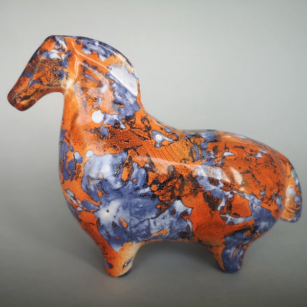 ceramic horse statue, animal sculpture, unique art for modern interior