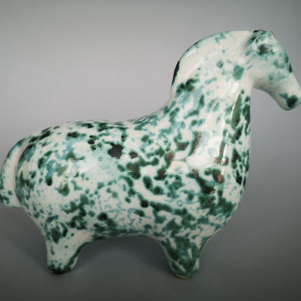 artisan ceramic piece, boho pottery decor, abstract horse ornament
