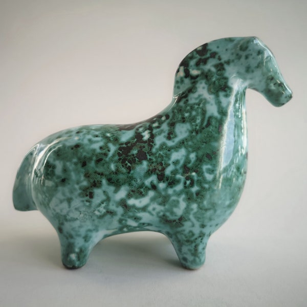 ceramic horse sculpture, decorative equine figurine, artisanal statue
