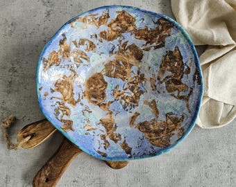 Servierteller aus Keramik, blaues Küchenzubehör, Geschenk für Großmutter