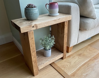 Chunky Solid Wood End Side Table : Narrow Sofa Coffee Table Hallway Or Bathroom