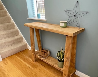 Solid Wood Console Table with Low Shelf : Handmade From Solid Wood Hallway Table with Storage