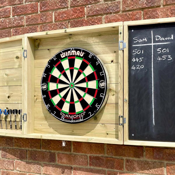Outdoor Garden dartboard darts cabinet. fully treated ready to hang and play, perfect for the bar area