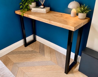 Console Table on Steel Legs Various Heights : Rustic Hallway Table