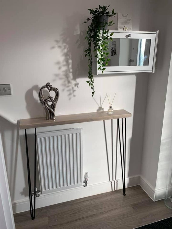 Console Table Hallway Radiator Cover 75cm Tall Handmade From Solid Chunky Wood on Hairpin Legs Available in Various Colours Etsy