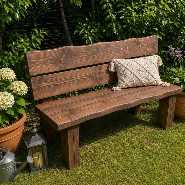 Live edge Solid Wood Garden patio Bench – Handmade Custom Rustic Outdoor Furniture set